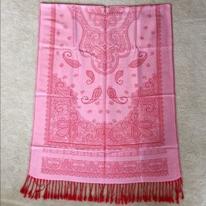 Pink and Red Pashmina & Silk Scarf